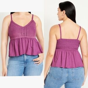 NWT: Old Navy Purple Flowy Sleeveless Crochet Tank Top, Size Large